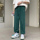 Wexleyjesus 2 Color Plaid Pants Men Fashion Retro Casual Wide Leg Pants Mens Japanese Streetwear Loose Hip Hop Straight Pants Mens Trousers