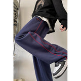 Wexleyjesus Korean Street Wide Leg Pants Men Trendy Side Clash Colour Sweatpants Loose Comfortable Jogging Trousers Male Casual Pants