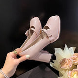 Wexleyjesus White shoes Heels Pink Lolita shoes heels Women Mary Jane  Vintage High Heel Japanese Style Black College Student Shoes