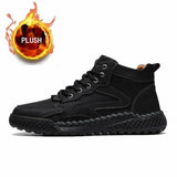 Wexleyjesus Outdoor Hiking Shoes for Men Autumn Winter Men Ankle Snow Boots Optional Plush Non-slip High Top Casual Shoes Sports Sneakers