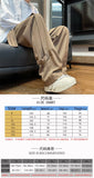 Wexleyjesus Harajuku Streetwear Men Casual Straight Pants Male Fashion Plicated Long Trousers Ribbons Welt Man Pants Coffee/Black/Rice White