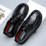 Wexleyjesus New Shoes for Men Genuine Leather Casual Business Flat Dress Shoes Street Fashion Lace-up Derby Shoes