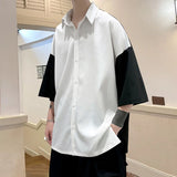 Wexleyjesus Summer Short Sleeve Shirt Men Fashion Oversized Ice Silk Shirt Men Streetwear Loose Dress Shirts Mens Hawaiian Shirt M-3XL