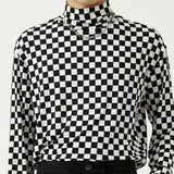 Wexleyjesus Korean New Turtleneck Top Tee Trend Men Pullover Spring Autumn Checkerboard Long Sleeve Bottoming Shirt Slim Simple Man Clothing