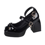 Wexleyjesus Punk Heart Buckle High Heels Pumps Women 2024 Spring Y2K Black Chunky Platform Lolita Shoes Woman Bowtie Thick Heel Gothic Shoes