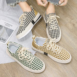 Wexleyjesus Best Sale Beige Khaki Men's Canvas Shoes Low-Cut Breathable Casual Sneakers Men Shoes Striped Design Flat Shoes Man Espadrilles