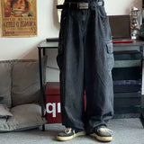 Wexleyjesus Baggy Jeans Trousers Male Denim Pants Black Wide Leg Pants Men's Jeans Oversize Cargo Korean Streetwear Hip Hop Harajuku