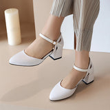 Wexleyjesus Big Size Mary Janes Office Work Shoes for Women Pointed Square Heel Pumps Summer Daily Woman High Heels 5cm Sandals Ladies beige