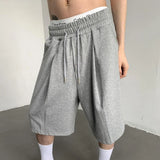 Wexleyjesus Summer High-waisted Large-size Sports Shorts Men Solid Handsome Sports Loose Casual Wide-leg Five-point Pants Male Clothes