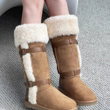 Wexleyjesus Thickened Lamb Wool Long Tube Snow Boots for Women New 2024 Autumn Winter Anti-slip Fleece-lined Cotton Shoes Knee High Boots