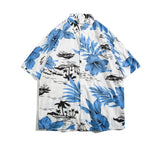 Wexleyjesus Men's Casual Beach Short Sleeve Standard-fit Floral Print Hawaiian Shirts Pocket-less Design Stylish Flowers Cotton Shirt B275