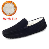 Wexleyjesus New Fashion Casual Suede Shoes Men Loafers with Fur Men High Quality Moccasins Slip on Breathable Driving Loafers Big Size 38-47