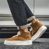 Wexleyjesus Hot Sale Khaki Men's Vulcanize Shoes Breathable Men High Top Skateboarding Shoes Platform Casual Canvas Sneakers Men Espadrilles