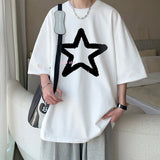 Wexleyjesus Little Star Printed Men's T Shirt Summer Fashion Casual Short Sleeve Tee Tops Mens Cotton Linen Oversized Hip-Hop T-shirt 5XL