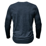 Wexleyjesus  Spring Henery Neck Long Sleeve T shirt Men Solid Casual Mens Tees High Quality Male Tops Classic Tshirts Mens Clothing