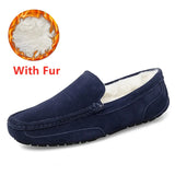 Wexleyjesus New Fashion Casual Suede Shoes Men Loafers with Fur Men High Quality Moccasins Slip on Breathable Driving Loafers Big Size 38-47