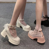 Wexleyjesus Platform Japanese Style Lolita Mary Jane Ladies Pumps Non Slip Women's Shoes Gothic Lastest Chic Point Social Promotion Hot Shoe