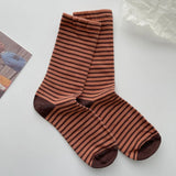 Wexleyjesus Retro Striped Socks Children's Women Medium Tube Socks Spring and Autumn Cotton Stockings Korean Stockings Japanese Socken