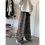 Wexleyjesus England Style Red Plaid Pants Men's Trousers Spring Autumn Drape Straight-leg Pants Loose Comfortable Home Casual Pants