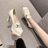 Wexleyjesus Chunky Heel Pumps Basic Women Shoes  Square Heel Round Toe Wedding Shoes Party Dancing Ladies Dress Shoes Platform Bowtie Knot