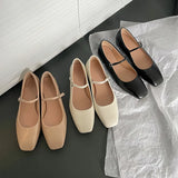 Wexleyjesus Fashion Pumps New High Quality Genuine Leather Vintage Mary Jane Shoes Square Toe High Heels Flat Shoes Lightweight Shoes