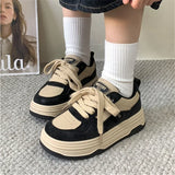 Wexleyjesus Brown Platform Sneakers Women's Sports Shoes Tennis Female Flats Vintage Vulcanize Harajuku Skateboard Spring Summer 2024