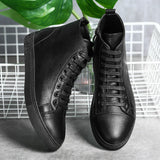 Wexleyjesus New Autumn Winter Men's Shoes Genuine Leather High-top Male Sneakers New Design Casual Leather Boots Classic All-match Man Flats