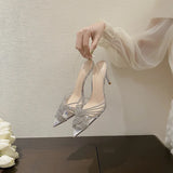 Wexleyjesus  Summer Women's high-heeled sandals Pointy toe with diamond-rhinestone Clear sandals Bridal Wedding Heels  Party shoes