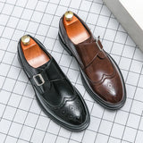 Wexleyjesus 2024 New Brown Classic Derby Shoes Men Black Dress Wedding Shoes Men's Formal Leather Shoes Handmade Office Business Size 38-46