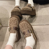 Wexleyjesus Fur Shoes Woman's Slippers Heeled Mules On A Wedge Platform Slides Winter Footwear Cover Toe Plush 2024 High Shoes Woman 2024 