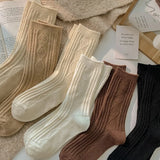 Wexleyjesus 3 Pairs/Lot New Cashmere Wool Socks Women's Winter Thicken Warm Black White Pack Set Thermal Japanese Fashion Solid Color