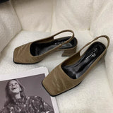 Wexleyjesus High Heels Sandals Women Square Toe Party Shoes Summer  Slippers Fashion New Chunky Elegant Female Pumps Zapatos Slingback