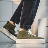 Wexleyjesus Hot Sale Khaki Men's Vulcanize Shoes Breathable Men High Top Skateboarding Shoes Platform Casual Canvas Sneakers Men Espadrilles