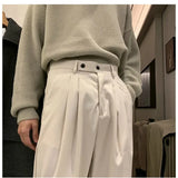 Wexleyjesus Prowow  Spring Men Pants Solid Straight Loose Trousers Male All-match Simple Nine Points Trousers Korean Style Suit Pants