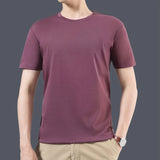 Wexleyjesus 100% Pure Cotton T-Shirt Men's Round Neck Pullover Vest Casual Loose Solid Color Short Sleeved Summer New T-Shirt