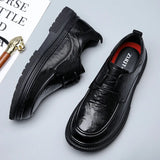 Wexleyjesus New Shoes for Men Genuine Leather Casual Business Flat Dress Shoes Street Fashion Lace-up Derby Shoes