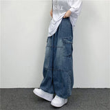 Wexleyjesus Baggy Jeans big pocket Trousers Male Denim cargo Pants Wide Leg Pant Men's Jeans Loose Casual Streetwear Hip Hop Harajuku