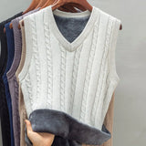 Wexleyjesus Fashionable Autumn and Winter Thick and Fluffy Vest Men's Warm Sweater Sleeveless Knitted Yarn Top Male Clothing