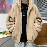 Wexleyjesus Winter Cotton Lamb Wool Hooded Coat Plus Velvet Loose Couple Warm Thickened Casual High Street Overcoat Jackets Male Clothes