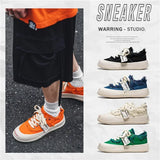 Wexleyjesus Orange Canvas Shoes Men Casual Platform Shoes Designer Mens Canvas Sneakers Street Vulcanized Shoes Men Zapatillas Hombre Male