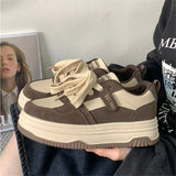 Wexleyjesus Brown Platform Sneakers Women's Sports Shoes Tennis Female Flats Vintage Vulcanize Harajuku Skateboard Spring Summer 2024