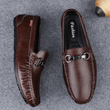 Wexleyjesus Mens Casual Leather Shoes Handmade Slip on Loafers Elegantes Moccasins Breathable Male Driving Shoes Formal Dress Walking Shoes