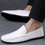 Wexleyjesus Fashion Mens Shoes High Quality Brand Loafers Comfy Leather Boats Shoes White Men Summer Casual Shoes Mocassin Plus Size 47