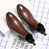 Wexleyjesus New Chelsea Boots Men Shoes PU Brown Fashion Versatile Business Casual British Style Street Party Wear Classic Ankle Boots