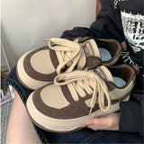 Wexleyjesus Brown Platform Sneakers Women's Sports Shoes Tennis Female Flats Vintage Vulcanize Harajuku Skateboard Spring Summer 2024