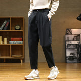 Wexleyjesus Autumn/Winter Woolen Pants Men warm Fashion Retro Multicolor Casual Pants Mens Streetwear Loose Korean Straight Trousers Mens