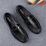 Wexleyjesus Mens Casual Leather Shoes Handmade Slip on Loafers Elegantes Moccasins Breathable Male Driving Shoes Formal Dress Walking Shoes