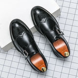 Wexleyjesus 2024 New Brown Classic Derby Shoes Men Black Dress Wedding Shoes Men's Formal Leather Shoes Handmade Office Business Size 38-46