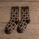 Wexleyjesus Thickened Warm Wool Socks Tube Socks Casual Socks Autumn and Winter Warm Comfortable Cotton Checkerboard Mushroom Cute Socks