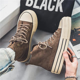 Wexleyjesus Hot sale Brown Men's Canvas Shoes Fashion Espadrilles Man High top Sneakers Platform Vulcanized Shoes Men Casual Board Shoes